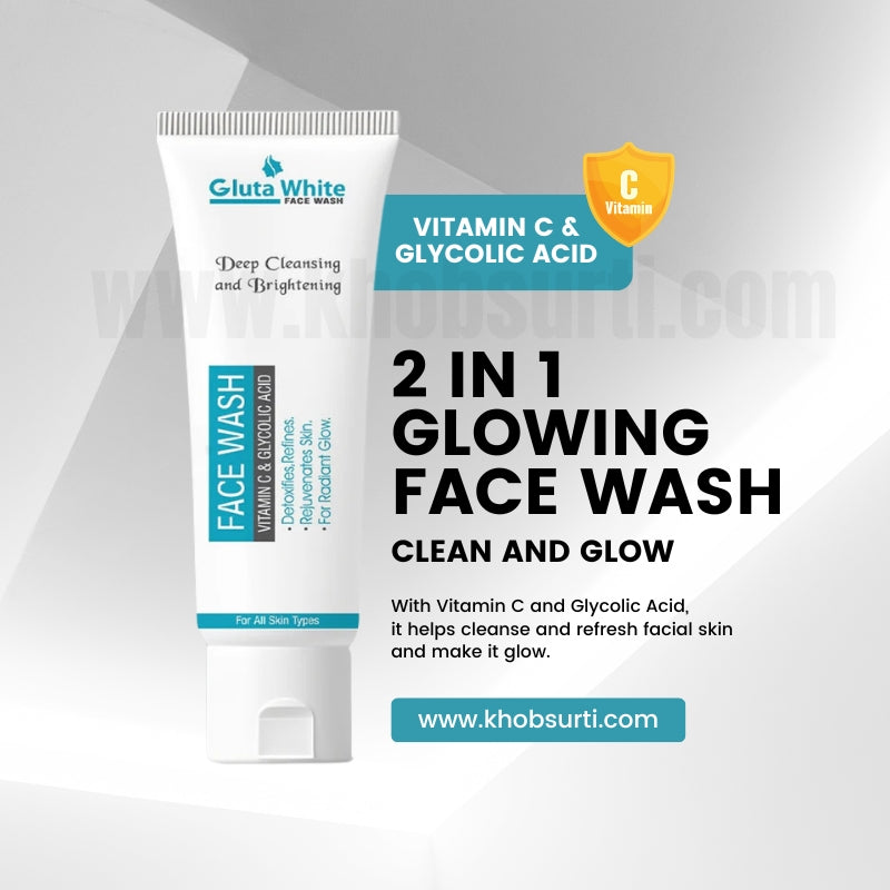 Gluta White Whitening Face Wash | Remove Dirt & Look Fresh Gluta White By Khobsurti Gluta White Whitening Face Wash | Remove Dirt & Look Fresh Gluta White By Khobsurti